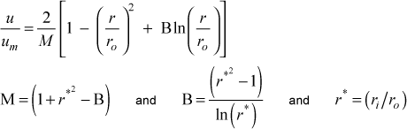 velocity profile for annulus